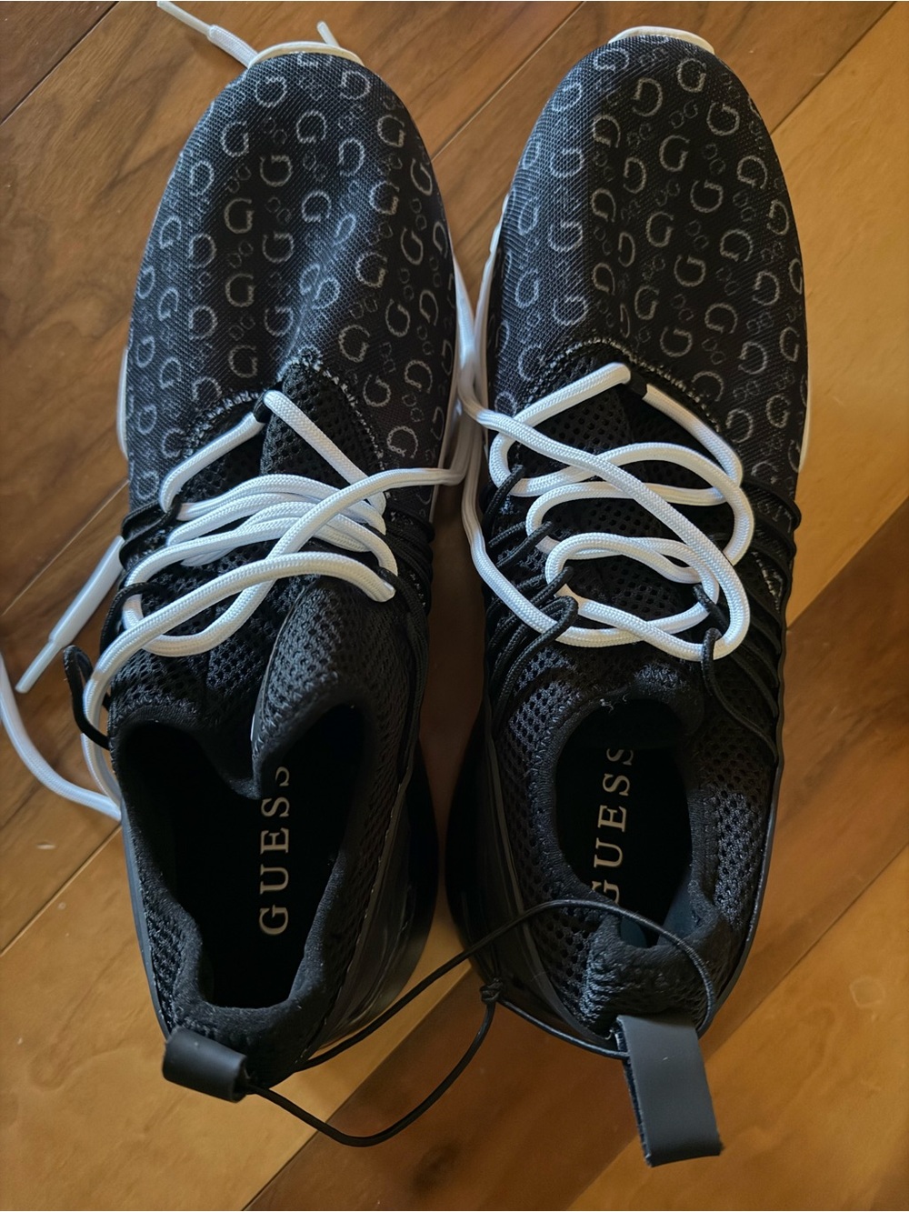 Guess Black Knit Logo Sneakers with White Laces